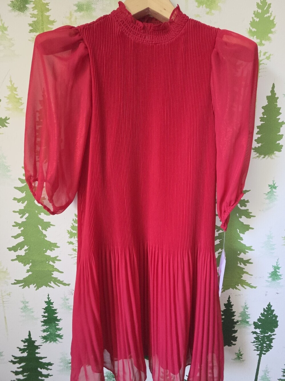 Nanette Lepore short sleeve pleated chiffon dress.